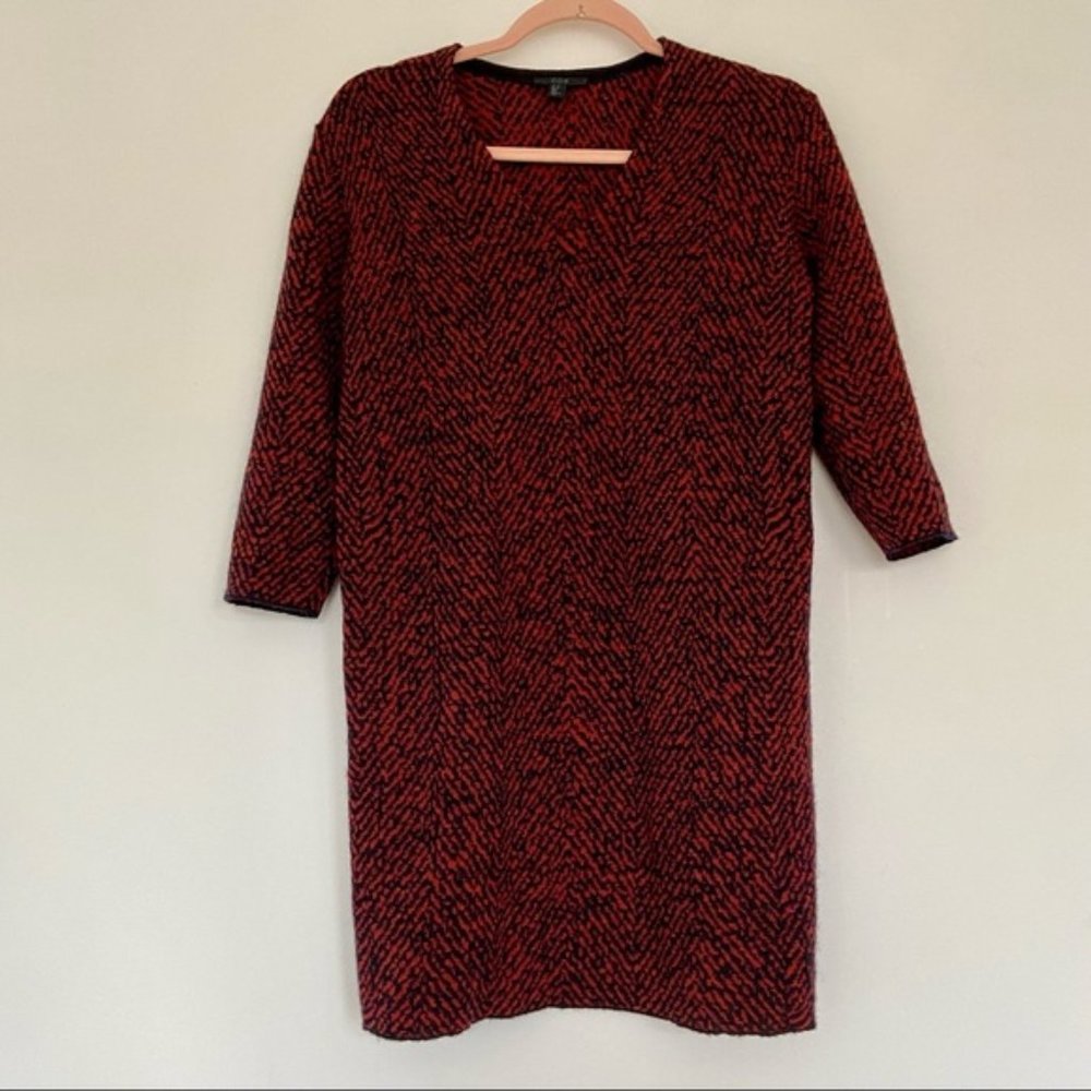 COS wool blend red and blue 3/4 sleeves mini dress